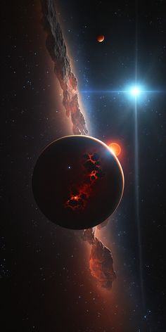 an artist's rendering of a distant object in the sky next to a planet