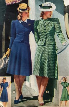 1947 Fashion Women, 3 Piece Suit Women, 1940s Clothes, 1940s Fashion Women, 1940s Outfits, 1940's Fashion, Moda Retro, 1940s Dresses