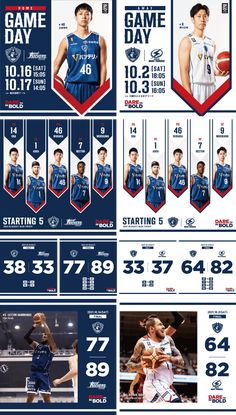 the basketball team's uniforms and numbers are displayed in this graphic style, with different colors