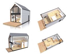 four different views of a small house