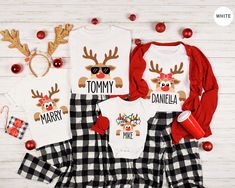 Christmas Reindeer Family Shirt, Custom Name Reindeer Tee, Christmas Matching , Christmas Party Gift, Merry Christmas,Reindeer Santa Family  Important Notice: Please Read Before Placing an Order  Personalization Guidelines:  ● Use the personalization box only to specify design details as shown in the  product images.  ● We are not responsible for any customizations unless requested and approved  prior to placing your order.  Design Details:  ● All designs are created using the Direct to Film (DTF) printing process, which  transfers prints onto fabric or other substrates using a heat press.  How to Order:  1. Review all information provided before placing your order.  2. Select the shirt type and size from the dropdown menu.  3. Choose your preferred shirt color from the dropdown menu.  4. Reindeer Christmas Shirt, Christmas Matching, Christmas Party Gift, Order Design, Family Shirt, Holidays Thanksgiving, Christmas Reindeer, Product Images, Picture Display