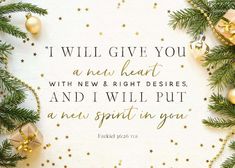 a christmas card with the words i will give you a new heart, and i will put a new spirit in you