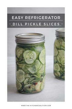 Easy Refrigerator Dill Pickle Slices Refrigerator Pickle Recipes, Dill Pickle Slices, Cucumber Varieties, Pickle Lover, Yellow Mustard Seeds, Quart Size Mason Jars, Pickle Recipe, Pickle Slices, Refrigerator Pickles