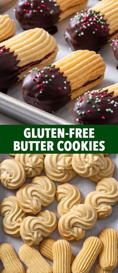 gluten - free butter cookies with chocolate frosting and sprinkles