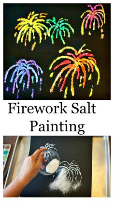 fireworks salt painting is an easy art project for kids