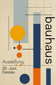 a poster with an abstract design on it's front cover, and the words austellung 30 june dessauu