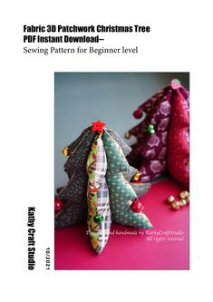 the pattern for fabric christmas trees is shown