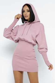 French Terry Hoody Dress Long- Sleeve 95% Cotton 5 % Spandex Hoodie Dress Outfit, Hood Dress, French Terry Dress, Hoodie Sweatshirt Dress, Hooded Dress, Sport Dress, Vestido Casual, Teenage Fashion Outfits, Solid Dress