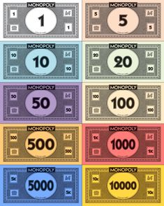 the different types of money are shown in this graphic style, including one hundred dollars