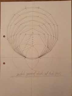 a drawing on paper with lines and circles in the shape of a circle, which is inscribed