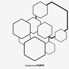 hexagonal shapes are arranged in black and white