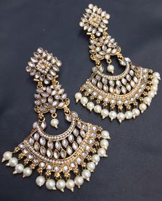 Please DM to check availability before ordering Halal Fashion, Earrings Indian, Jhumka Earrings, Pakistani Bridal, Jewelry Earrings Dangle, Wedding Jewelry, Pakistan, Pearl Necklace, Etsy Accessories