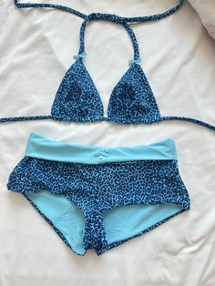 Blue Cheetah Triangle Bikini Top – Burdash Bikinis Cheetah Clothes, Sporty Girl, Short Design, Swim Short, Sporty Girls, Swim Skirt, Blue Outfit, Designer Shorts, One Piece Dress