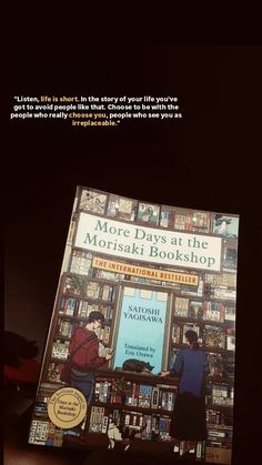 there is a book on the shelf in front of it that says more days at the morganskik bookshop