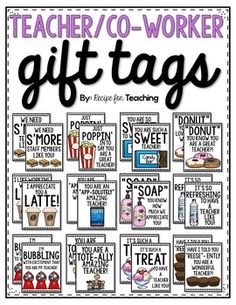 teacher / co - worker gift tags are great for teachers to use in their classroom