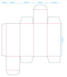 an image of a paper box with measurements for the front and back side of it