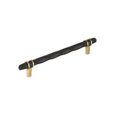 a black and gold handle on a white background