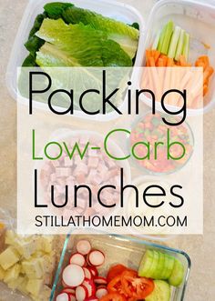 the lunch box is packed with vegetables and meats, including carrots, celery, lettuce, radishes, cucumbers