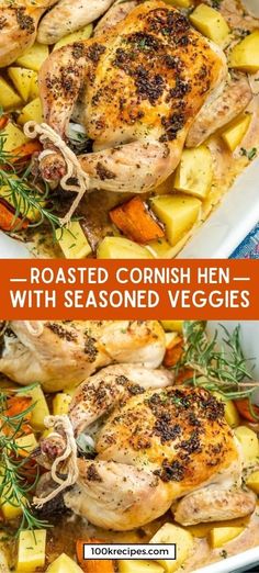 roasted corn and chicken with seasoned veggies