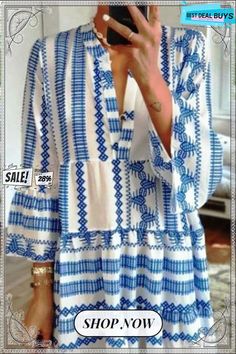 Bohemian Geometric Print Maxi Dress Maxi Long Dress, Dress Sleeve Length, Bohemian Print, Summer Boho, Boho Print, Boho Maxi, Dress Maxi, Boho Summer, Boho Maxi Dress