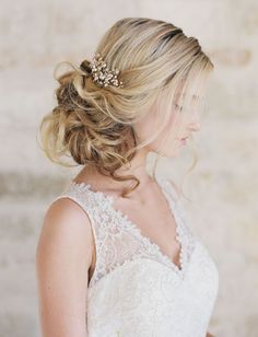 a woman with blonde hair wearing a wedding hairstyle on her instagram feed page