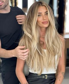 Blonde Hair Fashion Outfits, Lived In Blonde Hair Extensions, Blonde Hair With A Root Tap, Long Beach Blonde Hair, Cool Blonde Dimensional Hair, Blond Balayage On Dirty Blonde Hair, Gold Platinum Blonde Hair, Long Blonde Bangs, Warm Blonde Hair With Money Piece