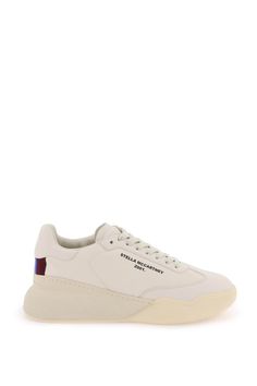 "Loop" sneakers by Stella McCartney crafted in techno fabric with faux suede insets. Lace-up closure, contrasting lettering logo on the side, terry cloth and faux leather interior with removable insole and rear gros grain detail on the heel. Rubber sole. Size Info IT Color Detail White Made In Italy Material 44% REC PL 28% PU 28% PA Season One fall Season Two winter Product shoes Brand Stella McCartney Size And Fit Heel Height = 4 cm Sports Leather Platform Sneakers With Logo Print, Modern Low-top Sneakers With Logo Print, Modern Round Toe Sneakers With Logo Detail, Modern Sneakers With Logo Detail And Round Toe, Modern Lace-up Sneakers With Logo Detail, Sporty Leather Platform Sneakers With Logo, Sporty Leather Platform Sneakers With Logo Detail, Sporty High-top Sneakers With Logo Detail And Round Toe, Sporty Sneakers With Logo Detail And Round Toe