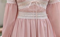 Feel ethereal like a pink fairy in this chiffon dress with a v-neckline, lace inserts, long puff sleeves and swishy midi skirt. Concealed back zipper. Lined. S: 32"-34" chest, 24"-26" waist, 45" lengthM: 33.5"-35.5" chest, 25.5"-27.5" waist, 45" lengthL: 35"-37" chest, 27"-29" waist, 45" length Pink Chiffon Dress With Lace Trim, Pink Party Dress With Lace Collar, Feminine Pink Dress With Lace Collar, Pink Lace Dress With Puff Sleeves, Pink Long Sleeve Dress With Lace Collar, Rose Fairy, Midi Dress Pink, Pink Fairy, Shoe Gifts