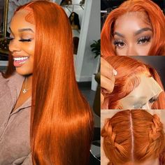 PRICES MAY VARY. Hair Material:Straight 350 Ginger Orange 13X4 HD Transparent Lace Front Wigs for Black Women Human Hair,Glueless Wigs Human Hair Pre Plucked Wear and Go Bleached Knots with Baby Hair. Hair Featural:250% Density,Hair Grade:12a,Hair Color:350# Ginger Orange,Hair Length:20-32 inch Available,Can be Dyed and Bleached. Hair Quality:We Cut the Hair from Young Girls.100% Human Hair.Soft and Light,Bouncy,No Smell,Comfortable Wear,Easy to Install and Style,Can be Curlyed and Restyled as Y Ginger Wigs, Ginger Wig, Hair Color Orange, Ginger Hair Color, Curly Bob Wigs, Lace Front Wigs Human Hair, 100 Human Hair Wigs, Wigs Human Hair, Colored Wigs