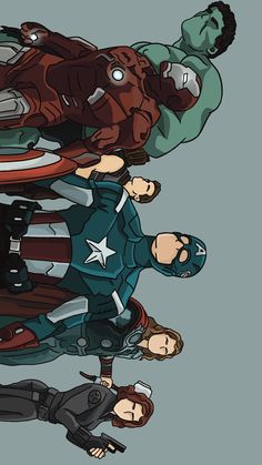 the avengerss are standing in front of each other with their arms around each other