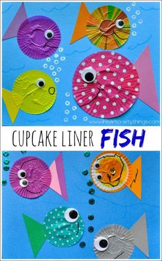 cupcake liner fish craft for kids to make with paper plates and construction paper cups