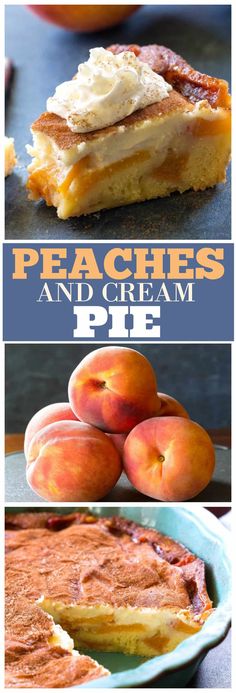 peaches and cream pie with text overlay