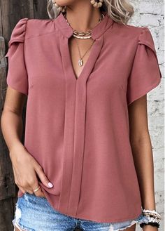 Color:Dark Reddish Purple;Size:S;Package Contents:1 X Blouse;Occasion:Other;Style:Casual; Red Solid Color V-neck Blouse, Red V-neck Solid Color Blouse, Burgundy V-neck Blouse For Summer, Purple Top Outfit, Cheap Womens Tops, Patchwork Blouse, Reddish Purple, Plaid Shirt Women, Colorful Blouses