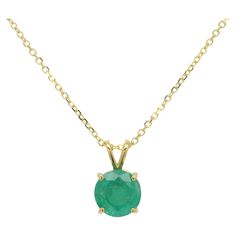 Natural Emerald Gemstone Pendant Round shape 10mm 4.66 carat. Very Nice Color Grade. set in 14k Yellow Gold 4.60 grams made several pictures to be able to see the inclusion. overall nice to the eye not perfect but very good overall to the eye. Basic link chain 16' inch +gift box +Appraisal/lab certificate A great stone for a great price ! usually emeralds are very expensive (#bjn19185091) Emerald Necklace Pendant, Solitaire Pendant Necklace, Round Necklace, Zambian Emerald, Emerald Pendant, Emerald Necklace, White Gold Necklaces, Modern Necklaces, Solitaire Pendant