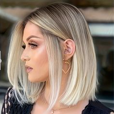 Faster shipping. Better service Dunner Wordend Haar, Ombre Bob, Blonde Bob Wig, Short Hairstyles For Thick Hair, Long Bob Hairstyles, Haircut For Thick Hair, Short Blonde, Blonde Bobs, Short Blonde Hair