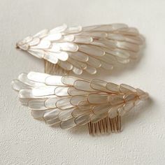 Angel Wing Accessories, Wings On Head, Wings Aesthetics, Jwellary Unique, Hair Charm, Hair Earrings, Angel Fashion, Ceramic Accessory, Wedding Hair Piece