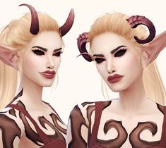 two beautiful women with horns on their heads