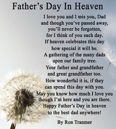 a dandelion with the words father's day in heaven