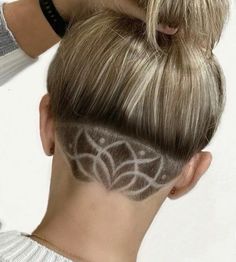 Under Hair Shaved, Undercut Long Hair Design, Hairline Tattoo, Hair Tattoo Designs, Undercut Hair Designs, Scalp Tattoo, Tattoo Hair, Undercut Hairstyles Women