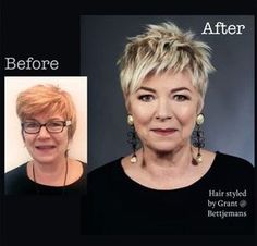 Pixie Cowlick, Short Hairstyles For Thick Hair Over 50 Older Women, Over 50 Short Hairstyles For Women, Short Messy Hair Choppy Pixie Cuts, Short Spikey Hair For Women Over 50, Hair And Glasses, Before And After Haircut, Funky Short Hair, Choppy Hair