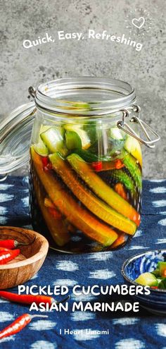 Elevate your meals with Asian pickled cucumbers. These tangy, slightly sweet, and spicy pickles are a delightful addition to any dish. #pickledcucumbers #asianpickledcucumbers #cucumberrecipes #summerrecipes #pickling Asian Pickling Recipes, Spicy Garlic Pickles Recipe, Asian Pickled Cucumbers, Asian Cucumber Recipe, Sweet And Spicy Pickles, Gluten Free Stir Fry, Umami Recipes, Homemade Takeout, Gluten Free Asian Recipes