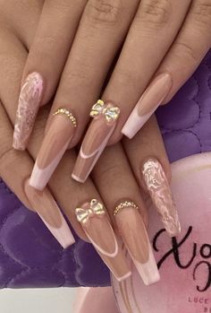 Uñas Coquette, Party Nail Design, Disney Acrylic Nails, Simple Gel Nails, Nails Design With Rhinestones, Girly Acrylic Nails, Simple Acrylic Nails, Uñas Acrilicas