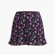 This Mini Skirt By Commense Features A Fun Floral Print, Hidden Side Zipper, And Lightweight Woven Fabrication. Style: Rosa Rugosa Color: Black/Purple Size: Xs Same Or Next Day Shipping High Waist Purple Lined Skirt, Chic High-waisted Purple Skirt, Purple Mini Skirt For Summer, Trendy High Waist Purple Mini Skirt, High Waist Purple Casual Skirt, High Waist Casual Purple Skirt, Casual High Waist Purple Skirt, Summer Floral Print Purple Mini Skirt, Summer Purple Floral Print Mini Skirt