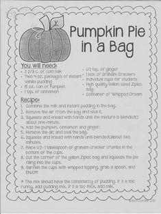 the pumpkin pie in a bag recipe is shown with instructions to make it easy and fun