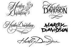 six different types of lettering that are handwritten in black and white, with the words harry