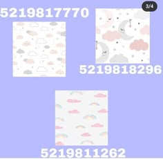 the numbers are in different colors and patterns for wallpapers, but they have clouds on them