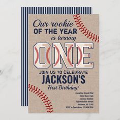 two baseball themed birthday party card with the word two on it's front and back