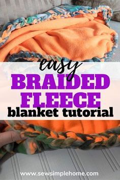 an easy braided flee blanket with text overlay