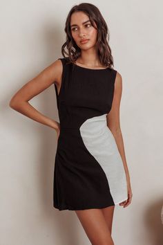 Loving Me Sleeveless A-line Mini Dress Black/Sand by Selfie Leslie White Dress Accessories, Jumpsuit Online, Mini Dress Black, Iron Material, Date Night Dresses, Black Sand, Boat Neckline, Going Out Dresses, Shop Maxi Dresses