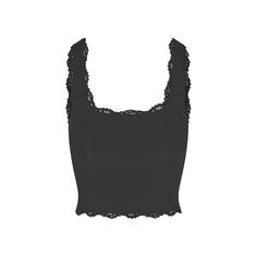 FITS EVERYBODY LACE TANK | ONYX Elegant Tank Top With Built-in Bra And Wide Straps, Chic Sleeveless Lace Top With Built-in Bra, Lace Fitted Tank Top With Built-in Bra, Elegant Fitted Tank Top With Wide Straps, Stretch Lace Tops Bra Friendly, Scoop Neck Tops With Lace Trim And Stretch, Fitted Scoop Neck Top With Lace Trim, Elegant Lace Trim Tank Top For Night Out, Elegant Lace Tank Top Bra Friendly